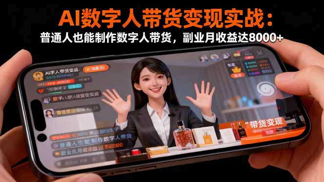 AI数字人带货变现实战：普通人也能制作数字人带货，副业月收益达8000+-小鹏项目网