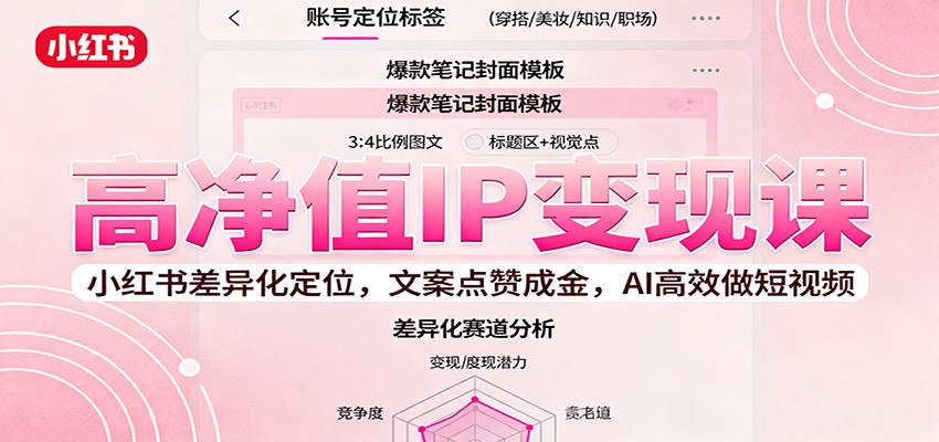 高净值IP变现课：小红书差异化定位，文案点赞成金， AI高效做短视频-小鹏项目网