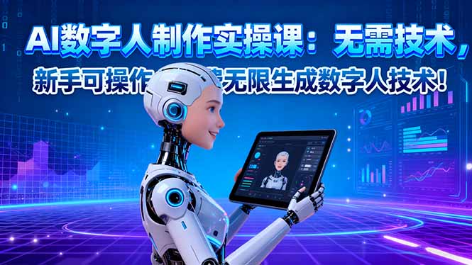 AI数字人制作实操课：无需技术，新手可操作，免费无限生成数字人技术！-小鹏项目网