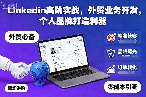Linkedin高阶实战，外贸业务开发，个人品牌打造利器-小鹏项目网