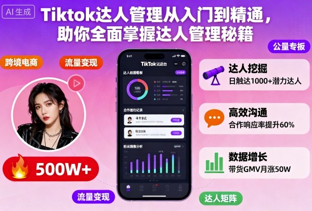 Tiktok达人管理从入门到精通，助你全面掌握达人管理秘籍-小鹏项目网