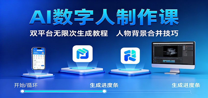 AI数字人制作课：双平台无限次生成教程，人物背景合并技巧-小鹏项目网
