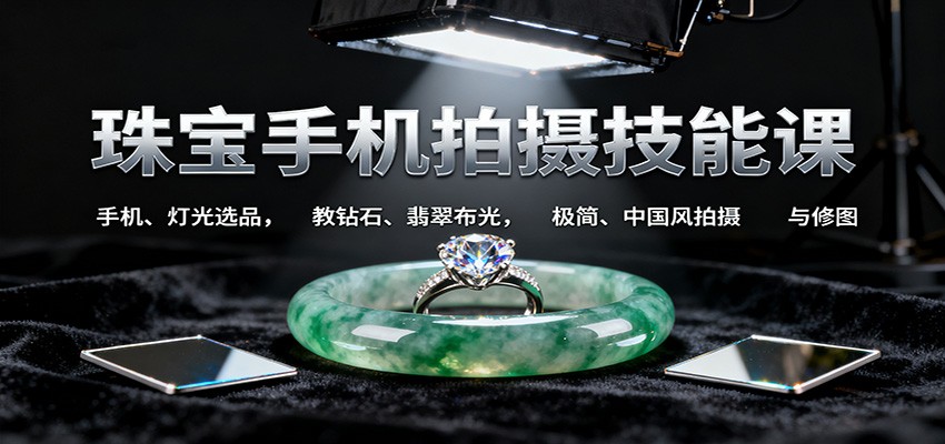 珠宝手机拍摄技能课:手机、 灯光选品，教钻石、翡翠布光，极简、中国风拍摄与修图-小鹏项目网
