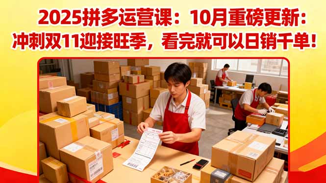 2025拼多多运营课：10月重磅更新：冲刺双11迎接旺季，看完就可以日销千单-小鹏项目网