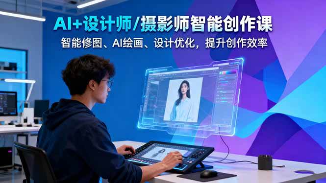 AI+设计师/摄影师智能创作课：智能修图、AI绘画、设计优化，提升创作效率-小鹏项目网