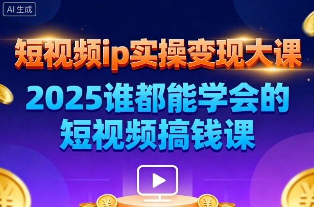 短视频ip实操变现大课，7月26-27日广州站线下课，2025谁都能学会的短视频搞钱课-小鹏项目网