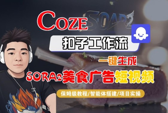 Coze扣子智能体工作流一键生成“SORA2美食广告“短视频，全流程保姆级教学-小鹏项目网