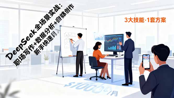 DeepSeek全场景实战：职场写作+数据分析+自媒体创作，新手快速月入过万-小鹏项目网