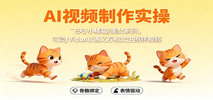 AI视频制作实操，飞天/小橘猫/美女系列，可灵/ViduAl/通义万相文生图转视频-小鹏项目网