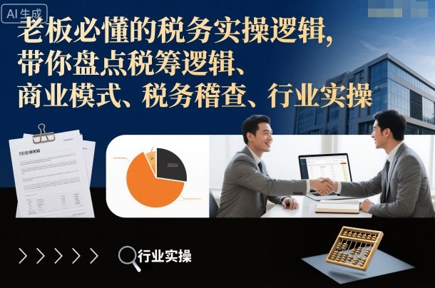 老板必懂的税务实操逻辑，带你盘点税筹逻辑、商业模式、税务稽查、行业实操-小鹏项目网
