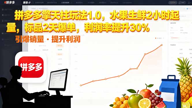 拼多多 擎天柱玩法1.0，水果生鲜2小时起量，标品2天爆单，利润率提升30%-小鹏项目网