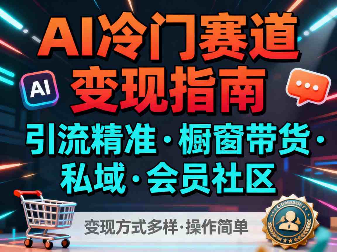 AI冷门赛道，引流精准，橱窗带货+私域+会员社区，变现方式多样，操作简单-小鹏项目网