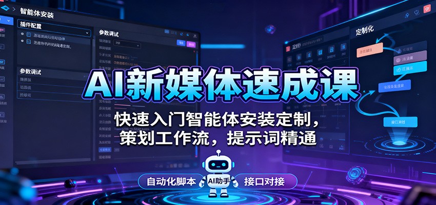 AI新媒体速成课：快速入门智能体安装定制，策划工作流，提示词精通-小鹏项目网