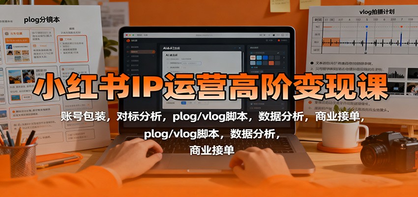 小红书IP运营高阶变现课：账号包装，对标分析，plog/vlog脚本，数据分析，商业接单-小鹏项目网