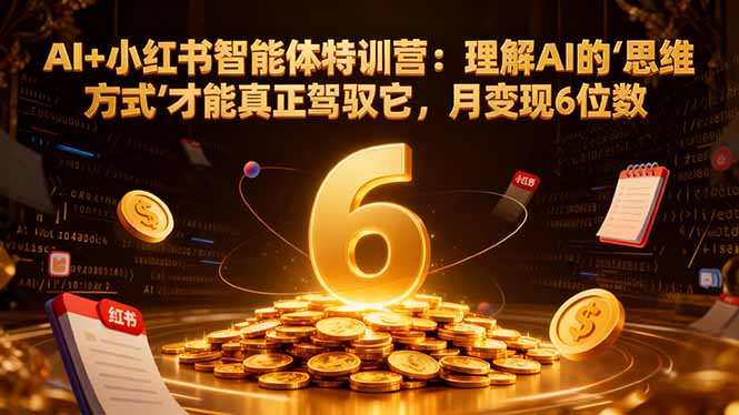 AI+小红书智能体特训营：理解AI的思维方式才能真正驾驭它，月变现6位数-小鹏项目网