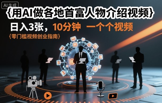 用AI做各地首富人物介绍视频，日入3张，10分钟一个视频-小鹏项目网
