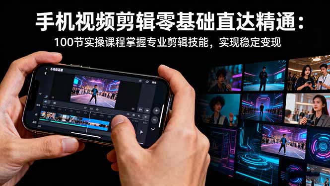 手机视频剪辑零基础直达精通：100节实操课程掌握专业剪辑技能，实现稳…-小鹏项目网