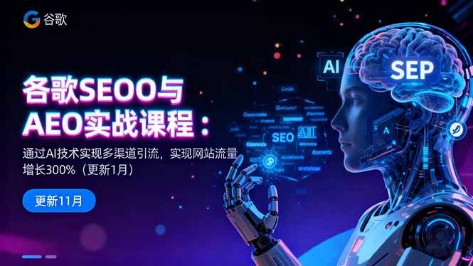 谷歌SEO与AEO实战课程：通过AI技术实现多渠道引流，实现网站流量增长300%-小鹏项目网