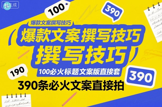 爆款文案撰写技巧，100个必火标题文案模版直接套，390条必火文案直接拍-小鹏项目网