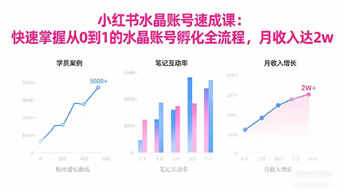 2025小红书水晶账号速成课：快速掌握从0-1水晶账号孵化全流程，月收入达2w-小鹏项目网