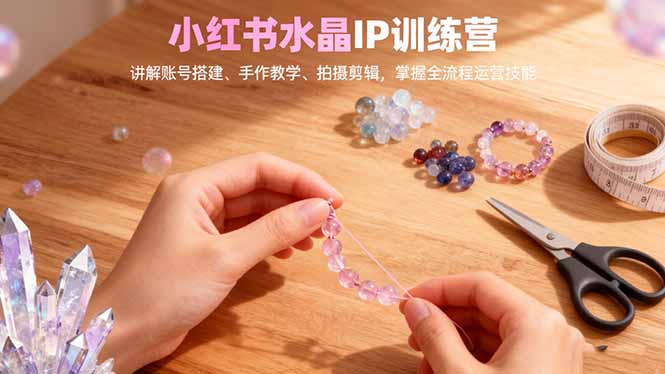 小红书水晶IP训练营，讲解账号搭建、手作教学、拍摄剪辑，全流程运营技能-小鹏项目网