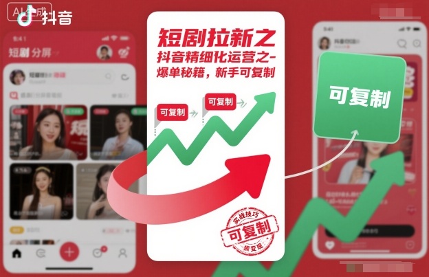 短剧拉新之抖音精细化运营之爆单秘籍，新手可复制-小鹏项目网