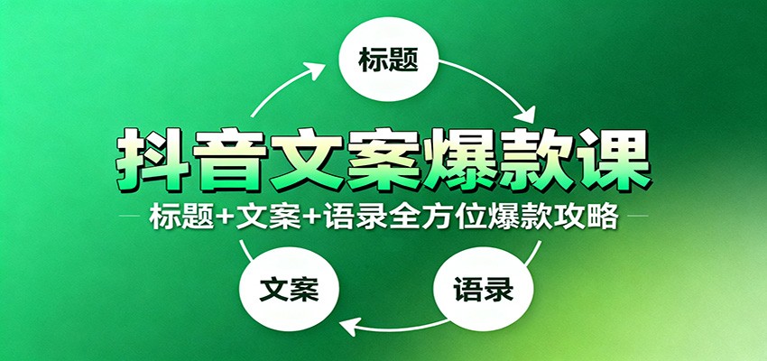 抖音文案爆款课：9大标题绝招，各类型必火文案，100条万能文案情感语录-小鹏项目网