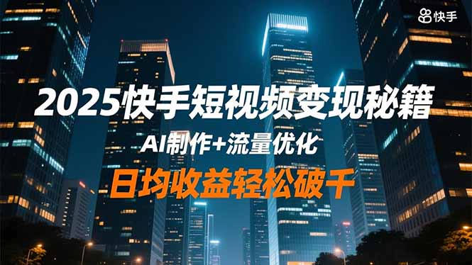 2025快手短视频变现秘籍，AI制作+流量优化，日均收益轻松破千-小鹏项目网
