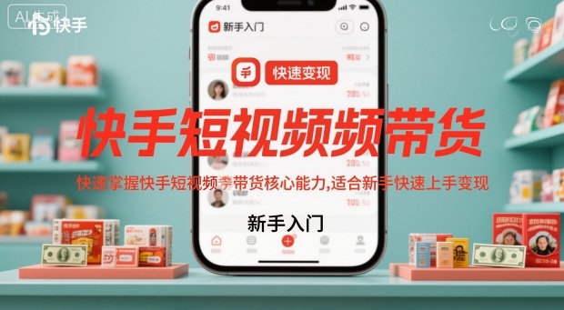快手短视频带货，快速掌握快手短视频带货核心能力，适合新手快速上手变现-小鹏项目网