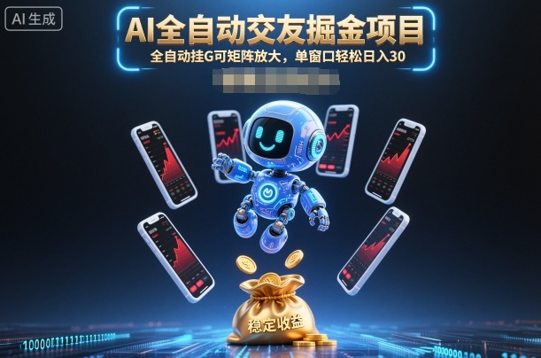AI全自动交友掘金项目，全自动挂G可矩阵放大，单窗口轻松日入30+【揭秘】-小鹏项目网
