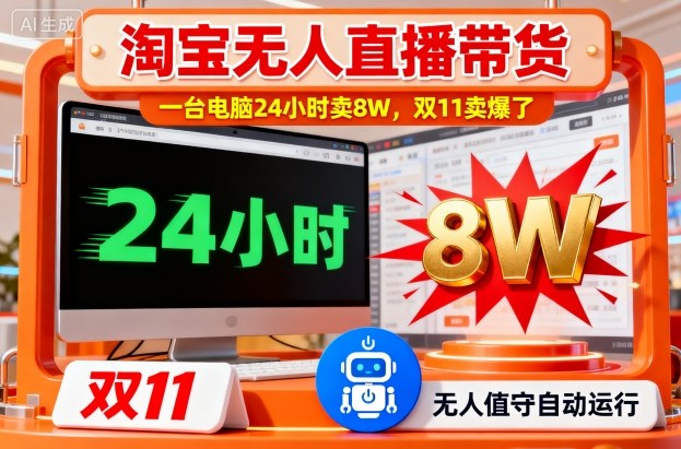 淘宝无人直播带货，一台电脑214小时卖8W，双11卖爆了【揭秘】-小鹏项目网