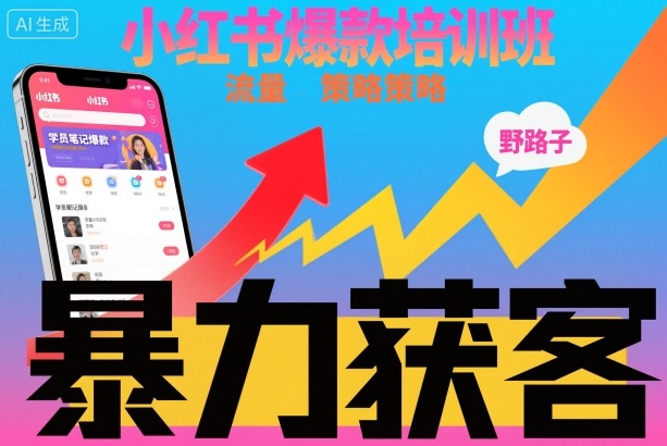 小红书爆款培训班，小红书获客野路子流量打法，暴力持续获客-小鹏项目网