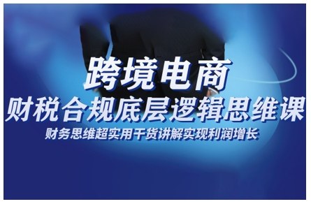 跨境电商财稅合规底层逻辑思维课，财务思维超实用于货讲解实现利润增长-小鹏项目网