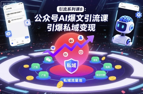 引流系列课8：公众号AI爆文引流课，引爆私域变现-小鹏项目网