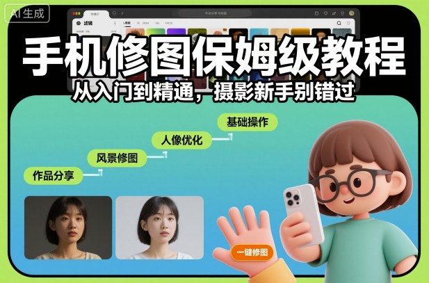 手机修图保姆级教程，从入门到精通，摄影新手别错过-小鹏项目网