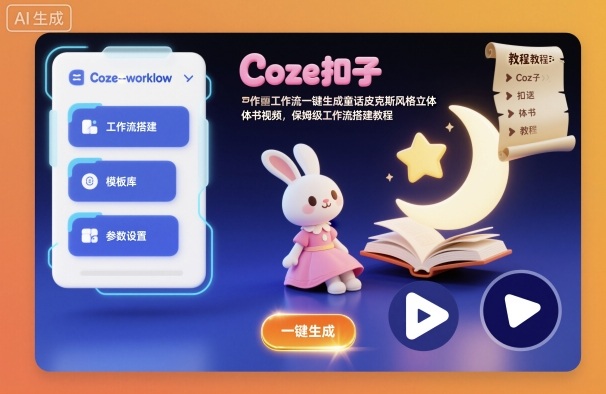 Coze扣子工作流一键生成童话皮克斯风格立体书视频，保姆级工作流搭建教程-小鹏项目网