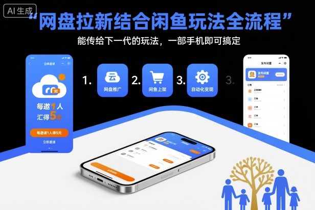 网盘拉新结合闲鱼玩法全流程，能传给下一代的玩法，一部手机即可搞定(附入口渠道以及实操教程)-小鹏项目网