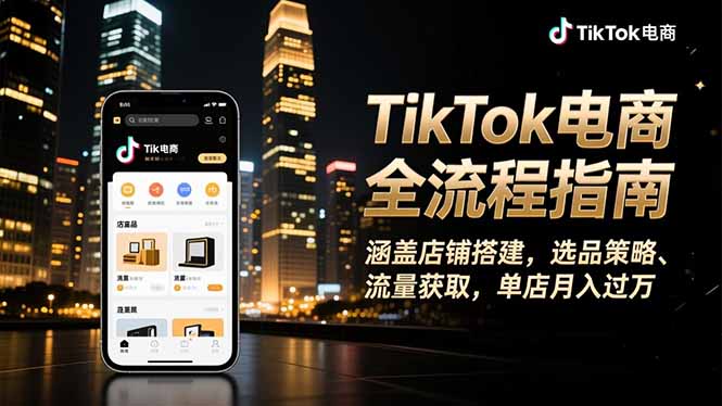TikTok电商全流程指南，涵盖店铺搭建、选品策略、流量获取，单店月入过万-小鹏项目网