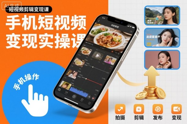 手机短视频变现实操课，短视频剪辑变现课-小鹏项目网