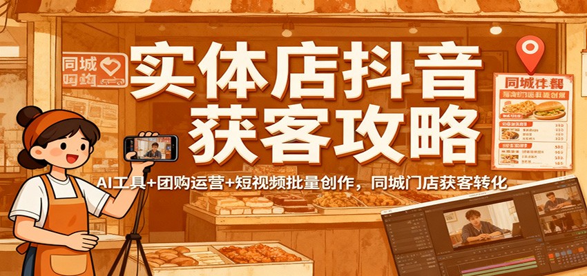 实体店抖音获客攻略：AI工具+团购运营+短视频批量创作，同城门店获客转化-小鹏项目网