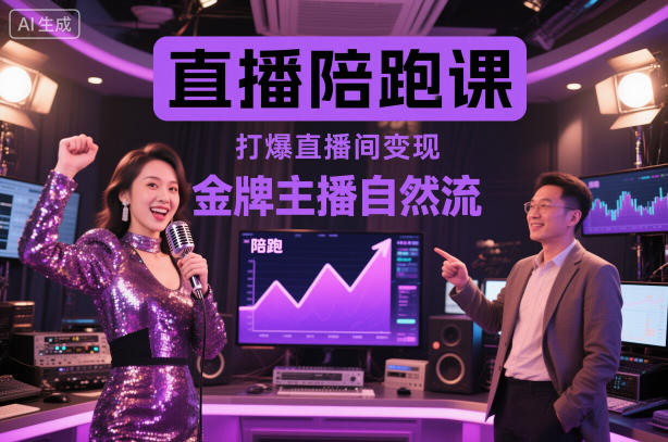 直播陪跑课，金牌主播自然流打爆直播间，复制高变现玩法-小鹏项目网