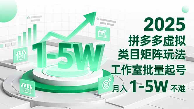 2025 拼多多虚拟类目矩阵玩法，工作室批量起号，月入 1-5W 不难-小鹏项目网