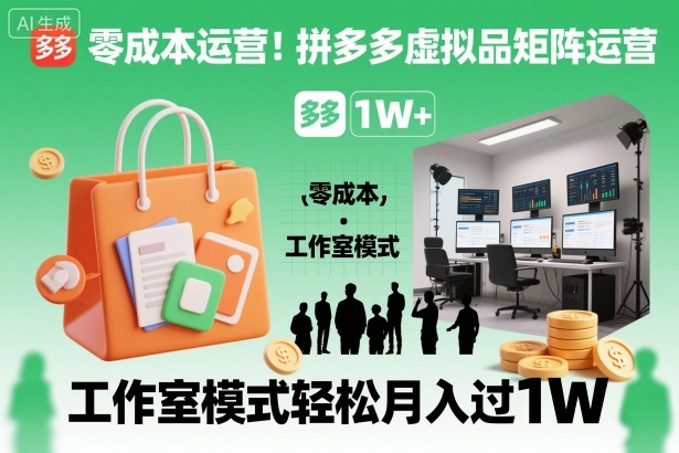 零成本运营！拼多多虚拟品矩阵运营，工作室模式轻松月入过1W-小鹏项目网