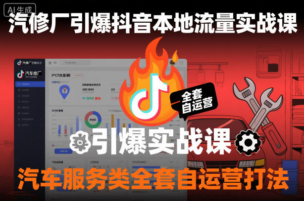 汽修厂引爆抖音本地流量实战课，汽车服务类全套自运营打法-小鹏项目网