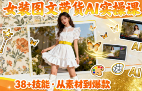 女装图文带货的AI实操课，覆盖38个实用技能，快速提升素材制作效率-小鹏项目网