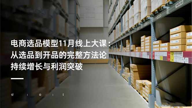 电商选品模型11月线上大课：从选品到开品的完整方法论 持续增长与利润突破-小鹏项目网
