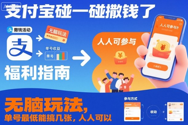 支付宝碰一碰撒钱了，无脑玩法，单号最低能搞几张，人人可以撸【揭秘】-小鹏项目网