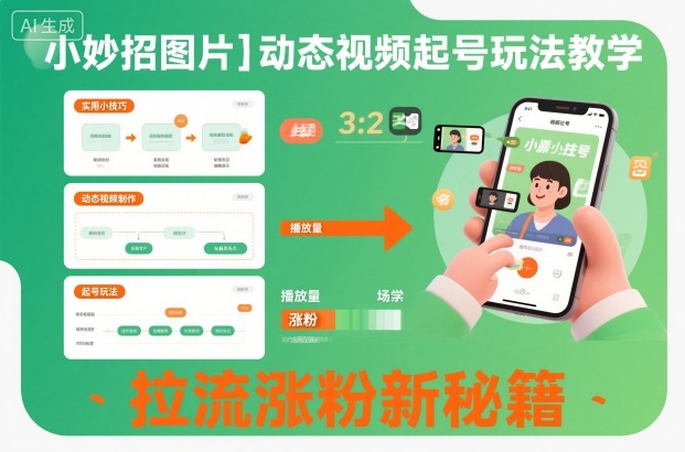小妙招图片＋动态视频起号玩法教学，拉流涨粉新秘籍-小鹏项目网