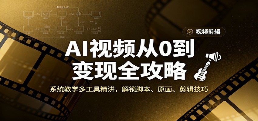 AI视频从0到变现全攻略，系统教学多工具精讲，解锁脚本、原画、剪辑技巧-小鹏项目网