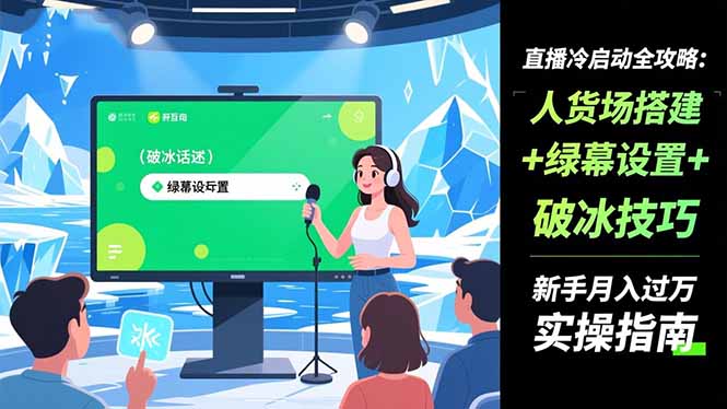 直播冷启动全攻略:人货场搭建+绿幕设置+破冰技巧，新手月入过万实操指南-小鹏项目网